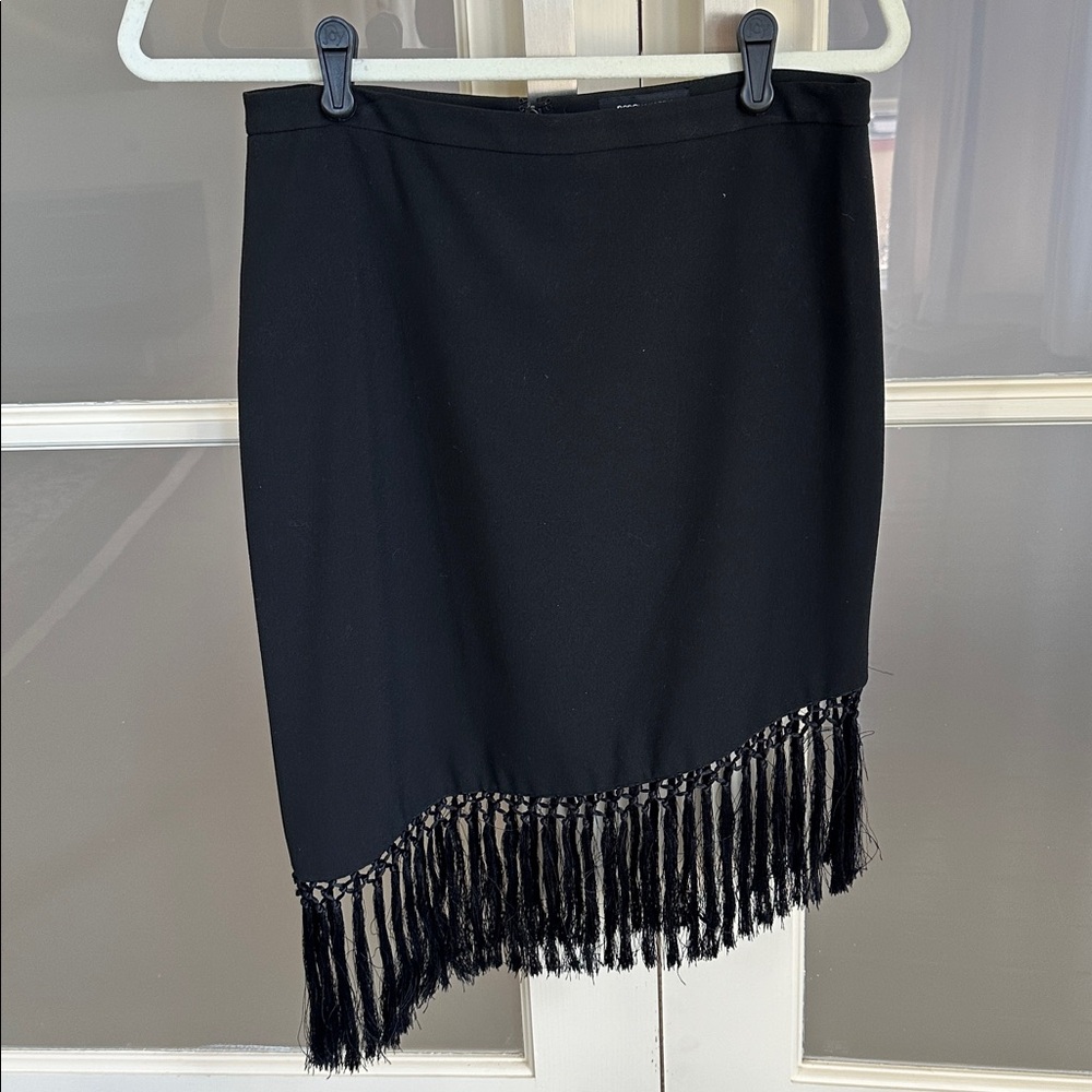 BCBGMaxAzria Black Skirt with Fringe Detail